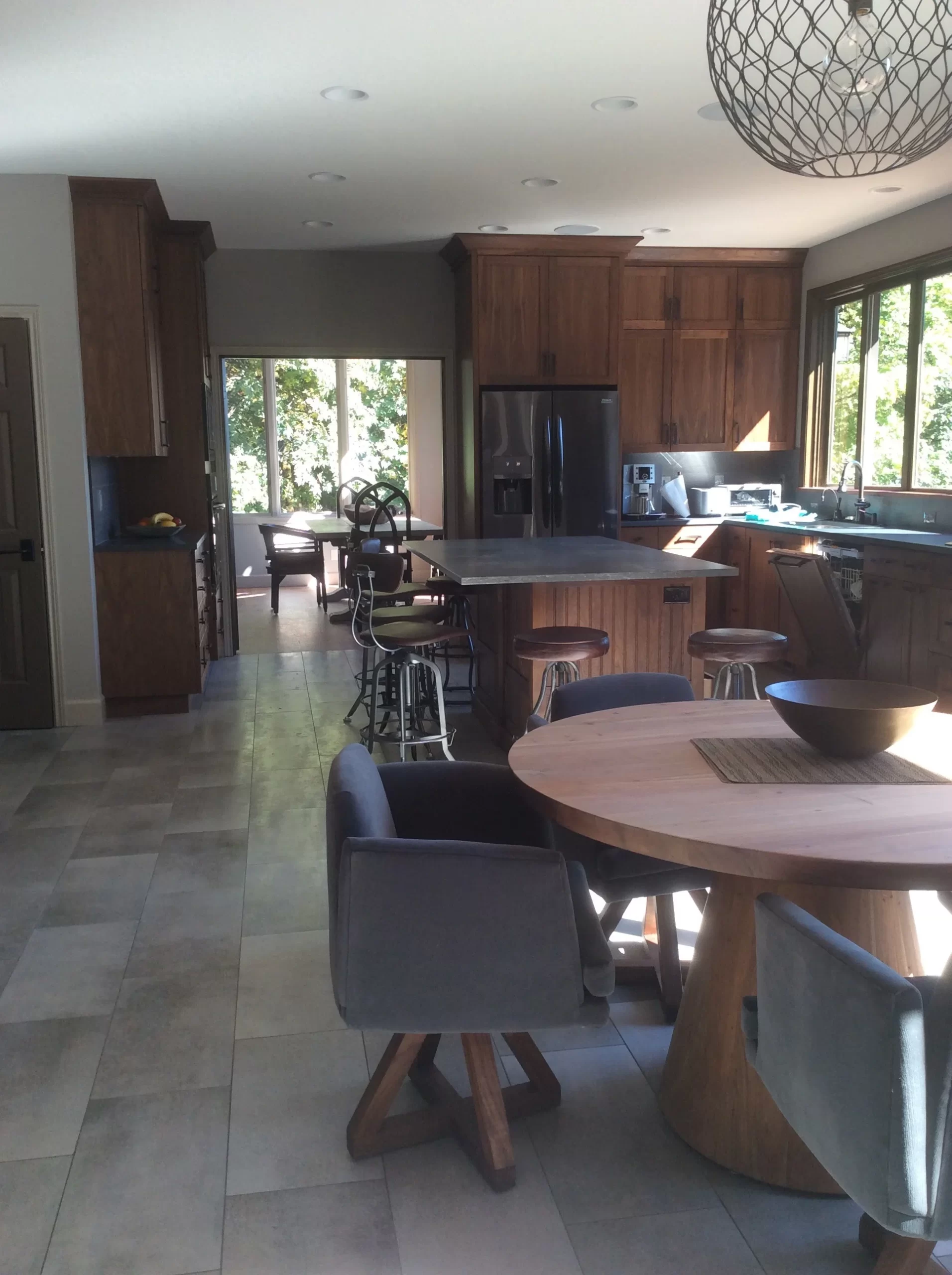 Breakfast room and kitchen with unique furnishings